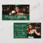Carte De Visite Maeve en corset émeraude Irish Pub St Patrick's Da (Devant / Derrière)