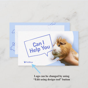 Carte De Visite Magasin de Animaux de Compagnie Thème Bleu Hamster