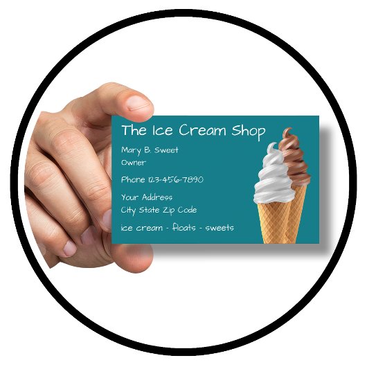 Carte De Visite Magasin de Crème Glacée