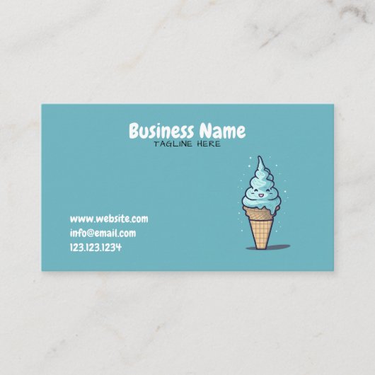 Carte De Visite Magasin de crème glacée Turquoise et noire (Devant)