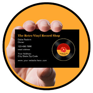Carte De Visite Magasin de disques vinyles rétro Thème 45 RPM