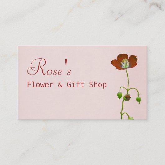 Carte De Visite Magasin de fleuristes Fleurs sauvages rouges (Devant)