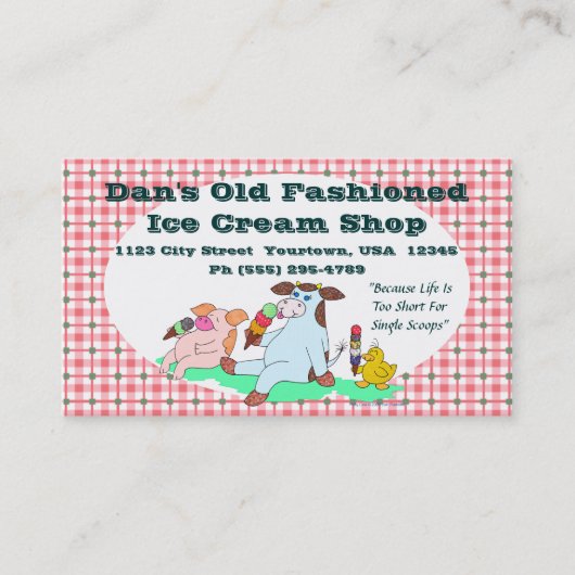 Carte De Visite Magasin de glace à l'ancienne (Devant)