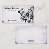 Carte De Visite Magasin de tatouage à papillon noir et blanc éléga (Devant / Derrière)