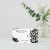 Carte De Visite Magasin de tatouage de dragon noir et blanc élégan (Debout devant)