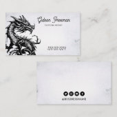 Carte De Visite Magasin de tatouage de dragon noir et blanc foncé (Devant / Derrière)