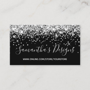 Carte De Visite Magasin en ligne de paillettes argentées scintilla