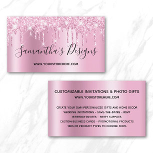 Carte De Visite Magasin en ligne ombré rose mauve pâle à paillette