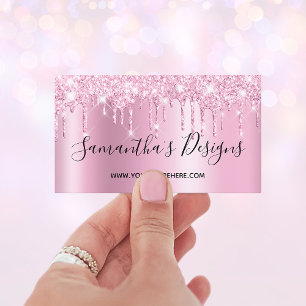 Carte De Visite Magasin en ligne ombré rose mauve pâle à paillette