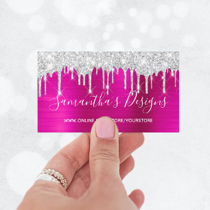 Carte De Visite Magasin en ligne Strass Argent Gouttes de Rose Cha