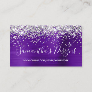 Carte De Visite Magasin en ligne Strass Indigo Violet Feuille