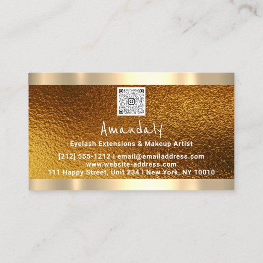 Carte De Visite Magasiner CODE QR Logo Or métallique (Dos)