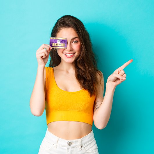 Carte De Visite Magasiner CODE QR Logo rose métallique