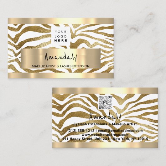 Carte De Visite Magasinez QR CODE Logo Métallic Or, Blanc (Devant / Derrière)