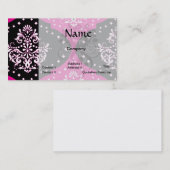 Carte De Visite magent rose noir noir henné damas (Devant / Derrière)