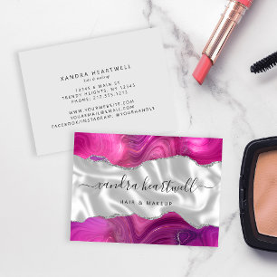 Carte De Visite Magenta Agate Parties scintillant Argent Luxe