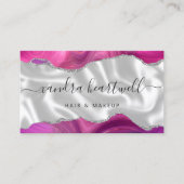 Carte De Visite Magenta Agate Silver Glitter Luxury Stylist (Devant)