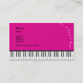 Carte de visite magenta de piano à queue (Dos)