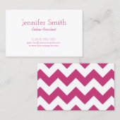 Carte De Visite Magenta et Motif blanc Chevron (Devant / Derrière)