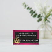Carte De Visite Magenta et noir avec monogramme (Debout devant)