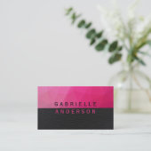 Carte De Visite Magenta géométrique | Cuir noir Lux (Debout devant)