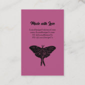 Carte De Visite Magenta Mystical Luna Moth Blank Business Card (Dos)