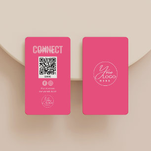 Carte De Visite Magenta Pink Connectez-Vous Aux Médias Sociaux QR 