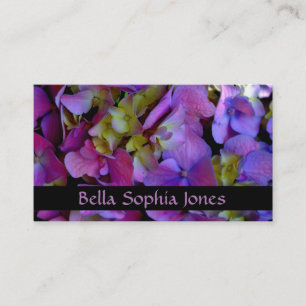 Carte De Visite Magenta Purple bleu jaune Hydrangeas fleurs