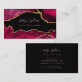 Carte De Visite Magenta Red agate sur noir (Devant / Derrière)