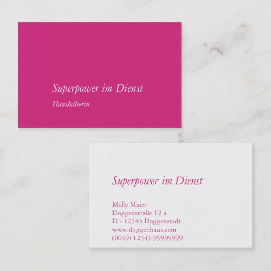 Carte de visite magenta rose blanc (Devant / Derrière)