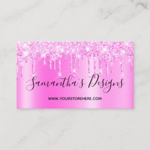 Carte De Visite Magenta Rose Paillettes Coulures Ombré Boutique en