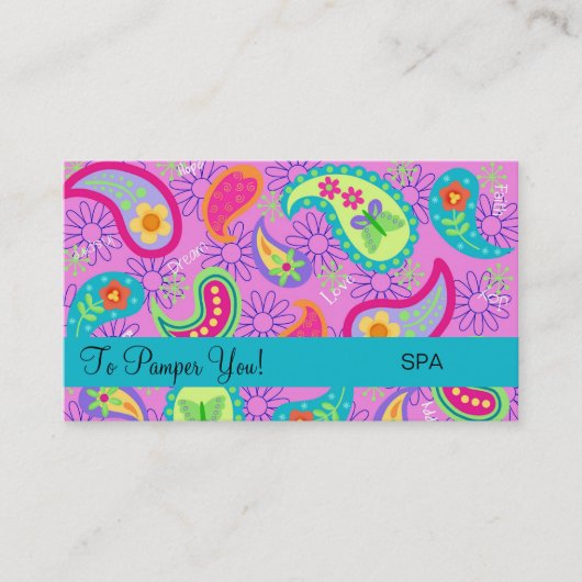 Carte De Visite Magenta Rose Turquoise moderne Motif Paisley (Devant)