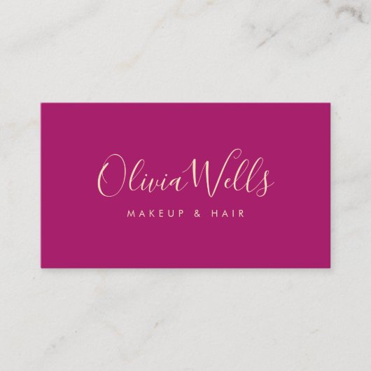 Carte De Visite Magenta Script manuscrit Social Media Icônes (Devant)
