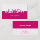 Carte de visite magenta simple de panneau (Devant / Derrière)