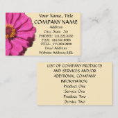 Carte de visite - Magenta Zinnia (Devant / Derrière)