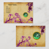 Carte De Visite MAGIC BERRIES MONOGRAM jade parchemin vert (Devant / Derrière)