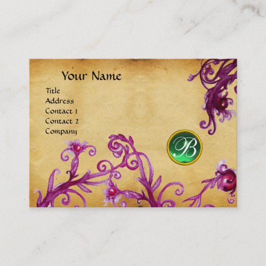 Carte De Visite MAGIC BERRIES MONOGRAM jade parchemin vert (Devant)