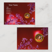 Carte De Visite MAGIC BERRIES MONOGRAM, orange rouge rubis (Devant / Derrière)