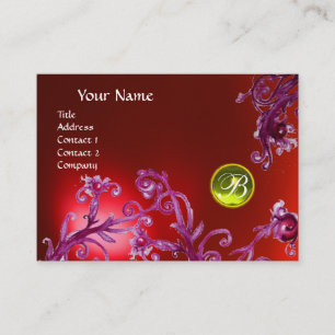 Carte De Visite MAGIC BERRIES MONOGRAM, rouge rubis jaune