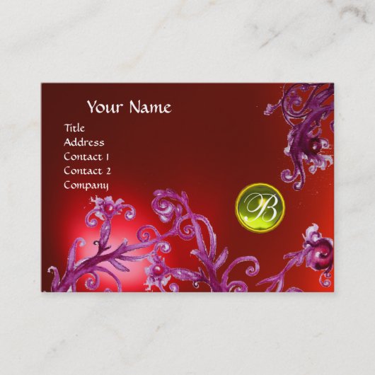 Carte De Visite MAGIC BERRIES MONOGRAM, rouge rubis jaune (Devant)