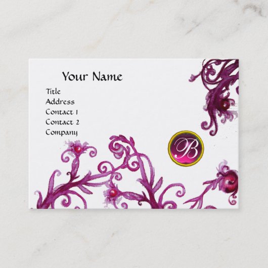 Carte De Visite MAGIC BERRIES MONOGRAM, rouge rubis rose (Devant)
