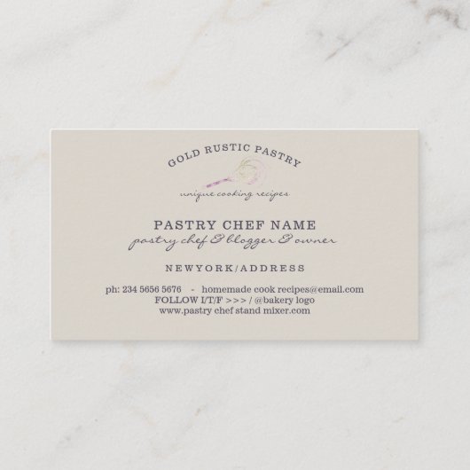 Carte De Visite Magic Whisk Bakery rustique pâtisserie Chef violet (Dos)