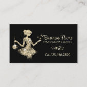 Carte De Visite Magical Gold Sparkles Maid House Service de nettoy (Devant)