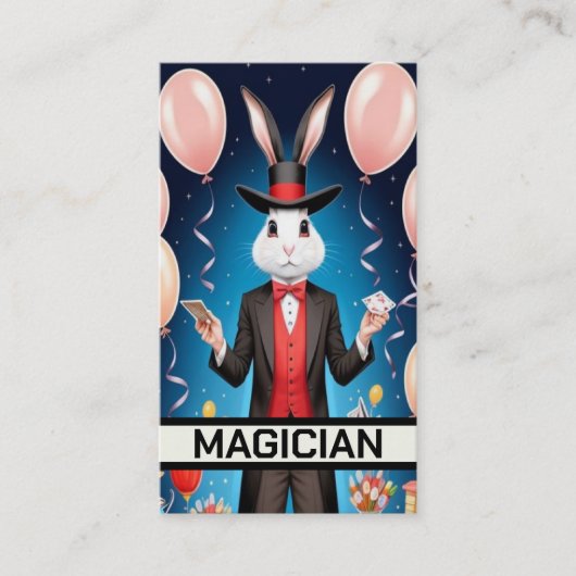 Carte De Visite Magicien de lapin exécutant Magic Act (Devant)