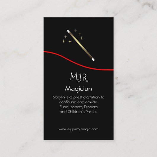 Carte De Visite Magicien de partie et de dîner - logo magique de (Devant)