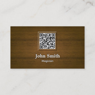 Carte De Visite Magicien en bois chic de code du grain QR