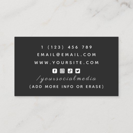 Carte De Visite Magicien Magic Playing Cards Moderne Minimal Noir (Dos)