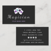Carte De Visite Magicien Magic Playing Cards Moderne Minimal Noir (Devant / Derrière)