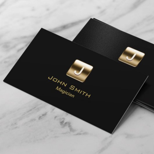 Carte De Visite Magicien Monogramme Or Moderne