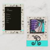 Carte De Visite MAGIE DU PRINTEMPS bleu vif noir blanc pourpre (Devant / Derrière)